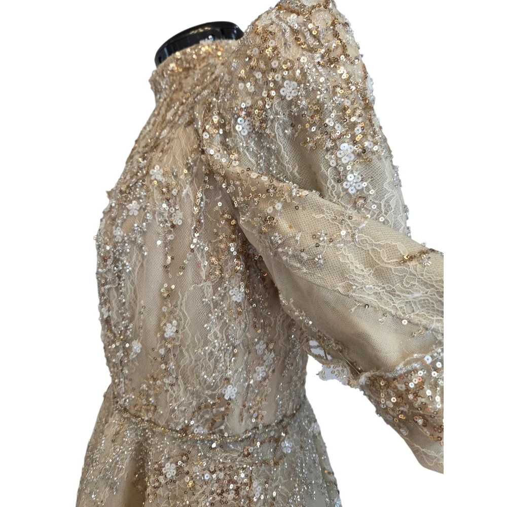 Tony Ward Couture Champagne Beaded Gown Formal Evening Dress Size L MSRP $10,000 - Picture 16 of 16